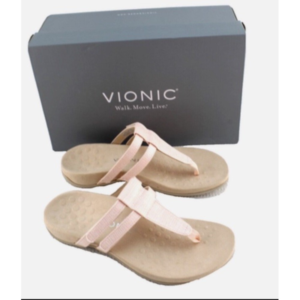 NWB Vionic Elvia Women's Sandals Peach Pink Snakeskin Embossed Orthotic 10 Shoes